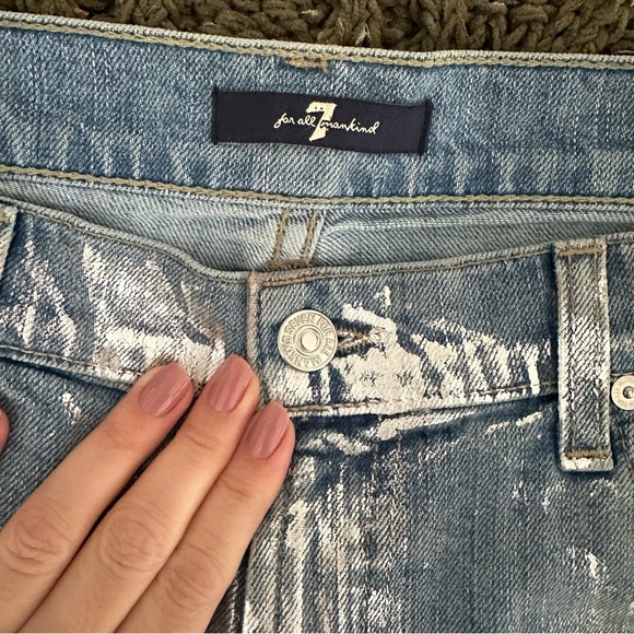 7 For All Mankind Silver Metallic denim shorts Size 28 - Picture 4 of 9